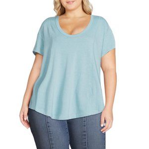 NWOT Time and Tru Women's Princess Seamed Shirttail T-Shirt - "Studio Blue"